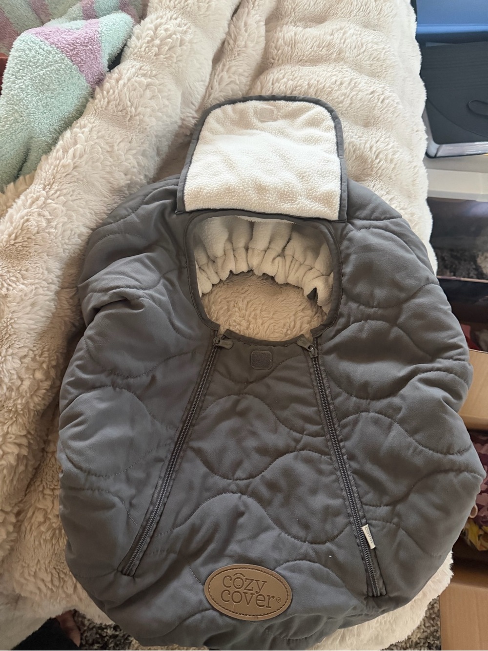 Infant car seat cover, fleece lining